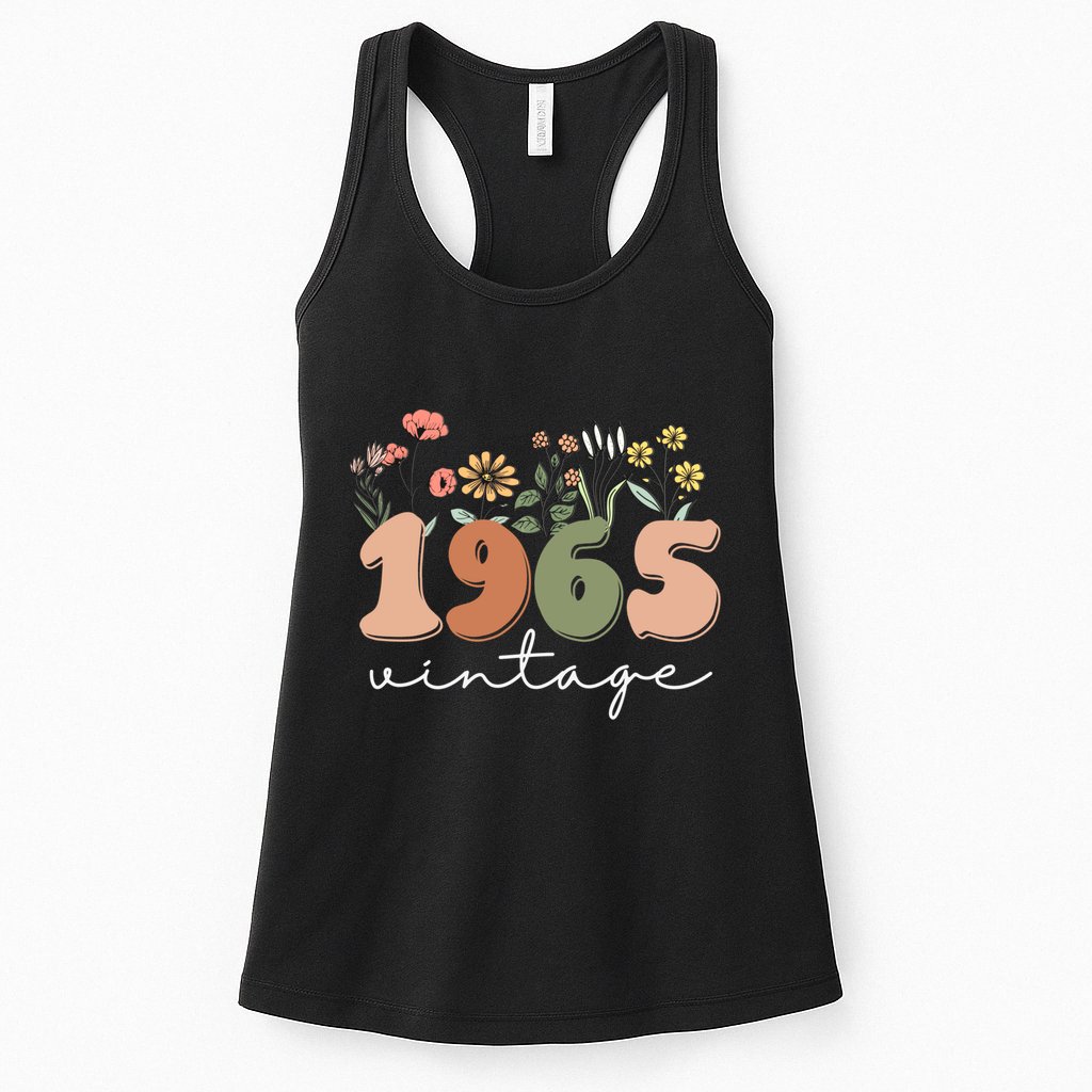 60 Years Old Vintage 1965 60th Birthday Wildflower Womens Tank Top