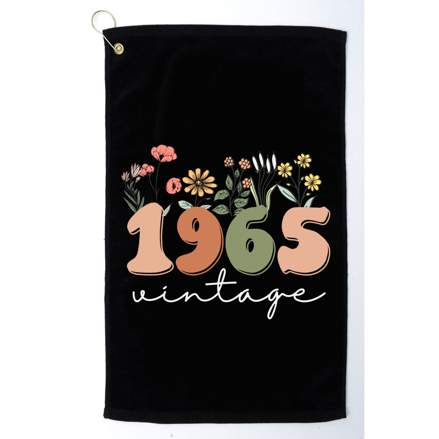 60 Years Old Vintage 1965 60th Birthday Wildflower Golf Towel