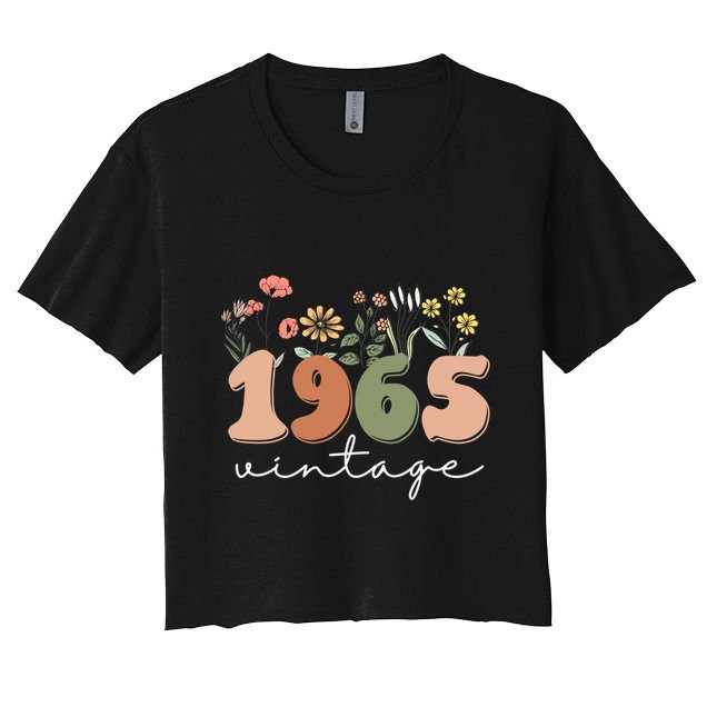 60 Years Old Vintage 1965 60th Birthday Wildflower Women's Crop Top Tee
