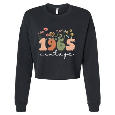 60 Years Old Vintage 1965 60th Birthday Wildflower Cropped Pullover Crew