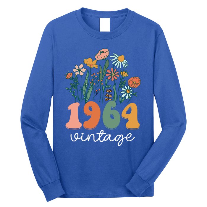 60 Years Old Vintage 1964 60th Birthday Wildflower Gift Long Sleeve Shirt