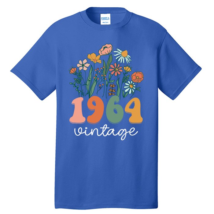 60 Years Old Vintage 1964 60th Birthday Wildflower Gift Tall T-Shirt