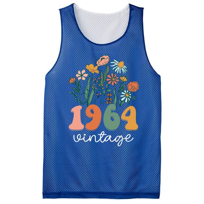 60 Years Old Vintage 1964 60th Birthday Wildflower Gift Mesh Reversible Basketball Jersey Tank