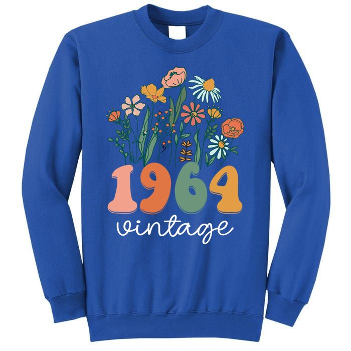 60 Years Old Vintage 1964 60th Birthday Wildflower Gift Tall Sweatshirt