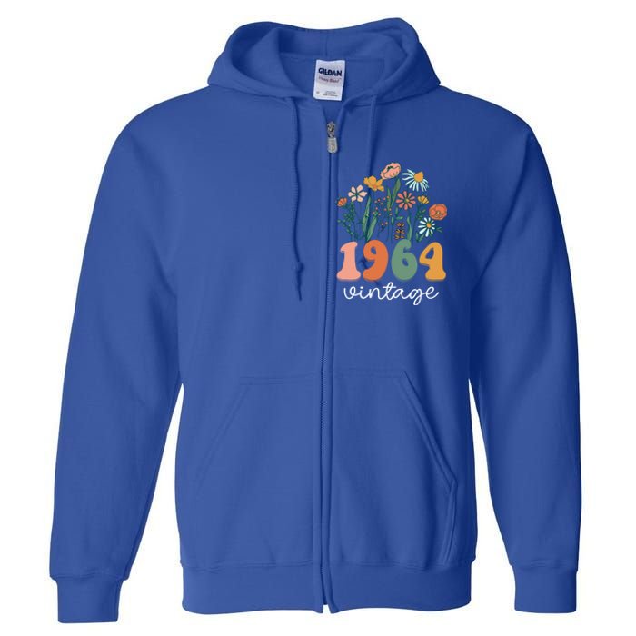 60 Years Old Vintage 1964 60th Birthday Wildflower Gift Full Zip Hoodie