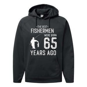 65 Year Old Fishing Fishermen Gifts For Birthday Performance Fleece Hoodie