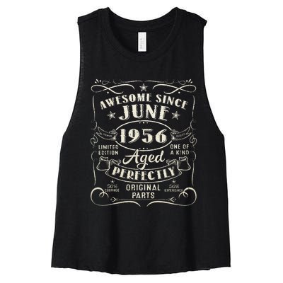 67 Year Old Awesome Since June 1956 67th Birthday Women's Racerback Cropped Tank