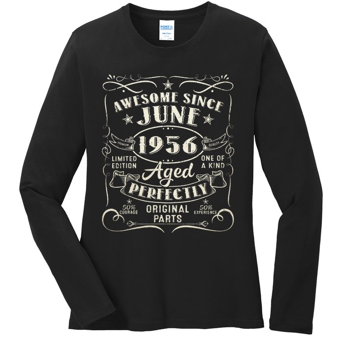 67 Year Old Awesome Since June 1956 67th Birthday Ladies Long Sleeve Shirt