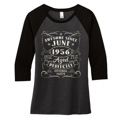 67 Year Old Awesome Since June 1956 67th Birthday Women's Tri-Blend 3/4-Sleeve Raglan Shirt