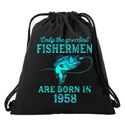 65 Years Old Fisherman Born In 1958 65th Birthday Drawstring Bag