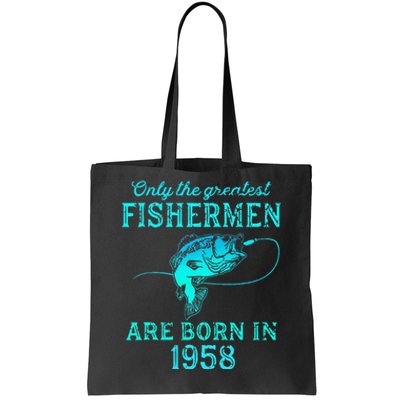 65 Years Old Fisherman Born In 1958 65th Birthday Tote Bag