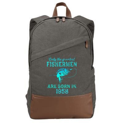 65 Years Old Fisherman Born In 1958 65th Birthday Cotton Canvas Backpack