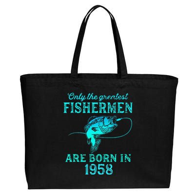 65 Years Old Fisherman Born In 1958 65th Birthday Cotton Canvas Jumbo Tote