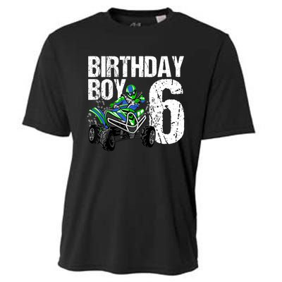 6 Year Old Quad Birthday Party Theme ATV 4 Wheeler 6th Gift Cooling Performance Crew T-Shirt