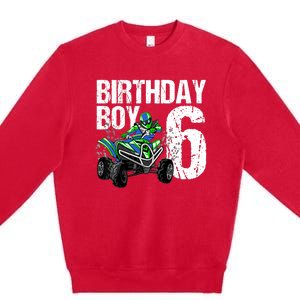 6 Year Old Quad Birthday Party Theme ATV 4 Wheeler 6th Gift Premium Crewneck Sweatshirt