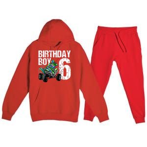 6 Year Old Quad Birthday Party Theme ATV 4 Wheeler 6th Gift Premium Hooded Sweatsuit Set