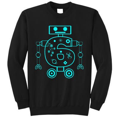 6 Year Old 6th Birthday Robot Themed Party Gift Tall Sweatshirt