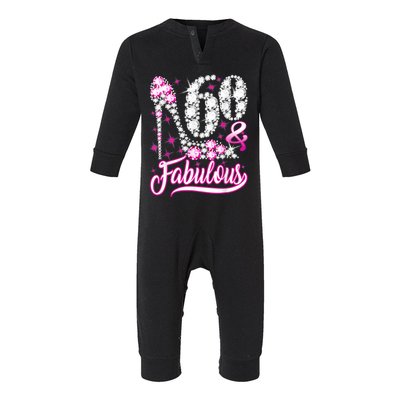 60 Years Old Gifts 60 & Fabulous 60th Birthday Pink Diamond Infant Fleece One Piece