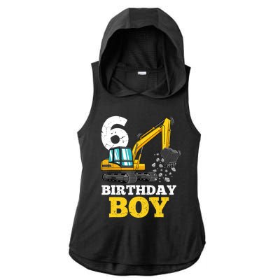 6 Years Old Birthday Boy Gift Construction Birthday Party Ladies PosiCharge Tri-Blend Wicking Draft Hoodie Tank