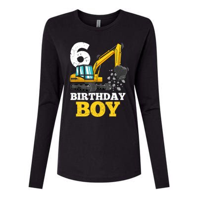 6 Years Old Birthday Boy Gift Construction Birthday Party Womens Cotton Relaxed Long Sleeve T-Shirt