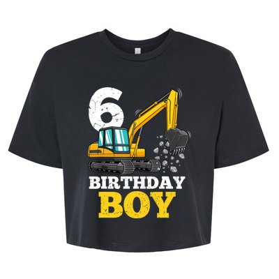 6 Years Old Birthday Boy Gift Construction Birthday Party Bella+Canvas Jersey Crop Tee