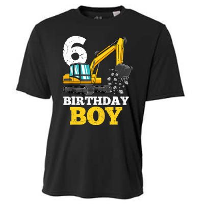 6 Years Old Birthday Boy Gift Construction Birthday Party Cooling Performance Crew T-Shirt