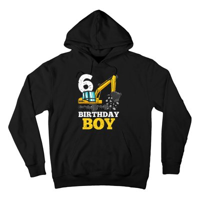 6 Years Old Birthday Boy Gift Construction Birthday Party Hoodie