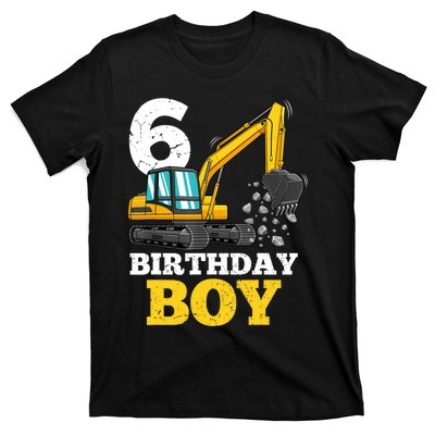 6 Years Old Birthday Boy Gift Construction Birthday Party T-Shirt