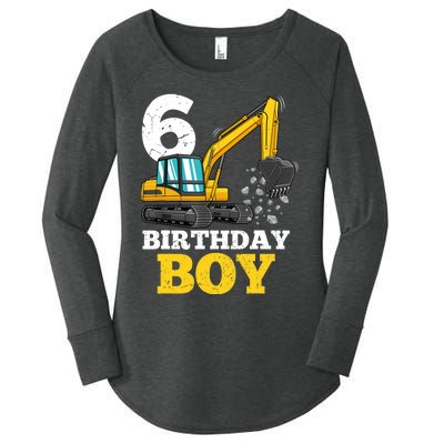 6 Years Old Birthday Boy Gift Construction Birthday Party Women's Perfect Tri Tunic Long Sleeve Shirt