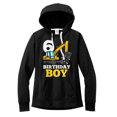 6 Years Old Birthday Boy Gift Construction Birthday Party Women's Fleece Hoodie