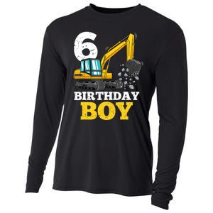 6 Years Old Birthday Boy Gift Construction Birthday Party Cooling Performance Long Sleeve Crew