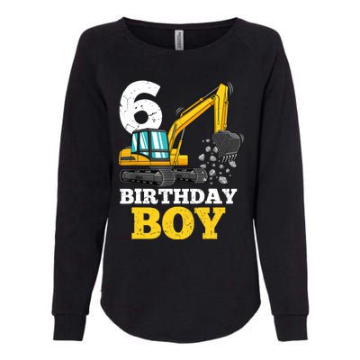 6 Years Old Birthday Boy Gift Construction Birthday Party Womens California Wash Sweatshirt