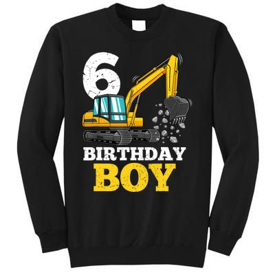 6 Years Old Birthday Boy Gift Construction Birthday Party Tall Sweatshirt