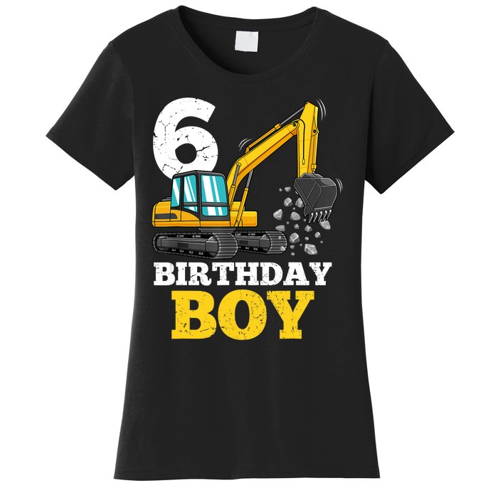 6 Years Old Birthday Boy Gift Construction Birthday Party Women's T-Shirt