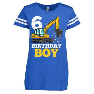 6 Years Old Birthday Boy Gift Construction Birthday Party Enza Ladies Jersey Football T-Shirt