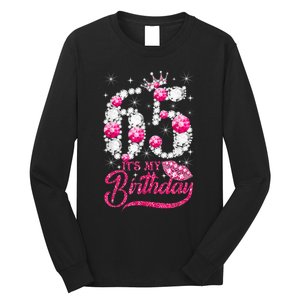 65 Year Old Gifts It's my 65th Birthday Pink Diamond Crown Long Sleeve Shirt