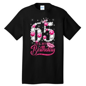 65 Year Old Gifts It's my 65th Birthday Pink Diamond Crown Tall T-Shirt