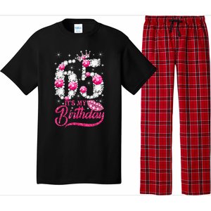 65 Year Old Gifts It's my 65th Birthday Pink Diamond Crown Pajama Set