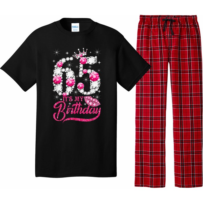 65 Year Old Gifts It's my 65th Birthday Pink Diamond Crown Pajama Set