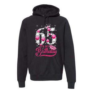 65 Year Old Gifts It's my 65th Birthday Pink Diamond Crown Premium Hoodie