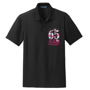 65 Year Old Gifts It's my 65th Birthday Pink Diamond Crown Dry Zone Grid Polo