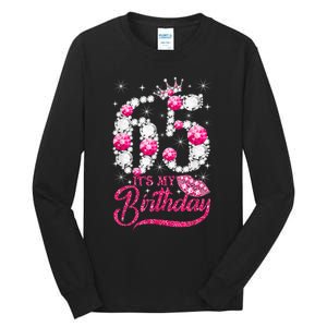 65 Year Old Gifts It's my 65th Birthday Pink Diamond Crown Tall Long Sleeve T-Shirt