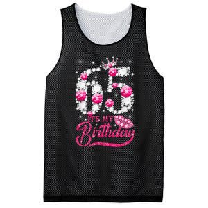 65 Year Old Gifts It's my 65th Birthday Pink Diamond Crown Mesh Reversible Basketball Jersey Tank