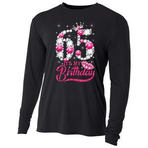 65 Year Old Gifts It's my 65th Birthday Pink Diamond Crown Cooling Performance Long Sleeve Crew