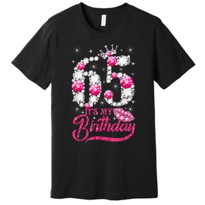 65 Year Old Gifts It's my 65th Birthday Pink Diamond Crown Premium T-Shirt