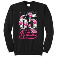 65 Year Old Gifts It's my 65th Birthday Pink Diamond Crown Tall Sweatshirt