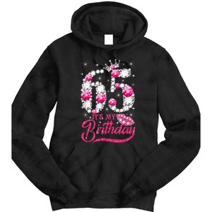 65 Year Old Gifts It's my 65th Birthday Pink Diamond Crown Tie Dye Hoodie