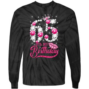 65 Year Old Gifts It's my 65th Birthday Pink Diamond Crown Tie-Dye Long Sleeve Shirt