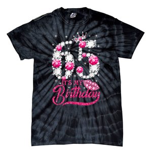 65 Year Old Gifts It's my 65th Birthday Pink Diamond Crown Tie-Dye T-Shirt