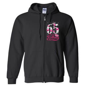 65 Year Old Gifts It's my 65th Birthday Pink Diamond Crown Full Zip Hoodie